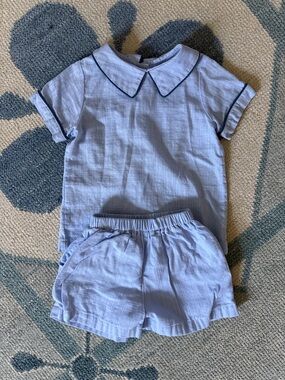 Light Blue Kids Matching Set with Peter Pan Collar